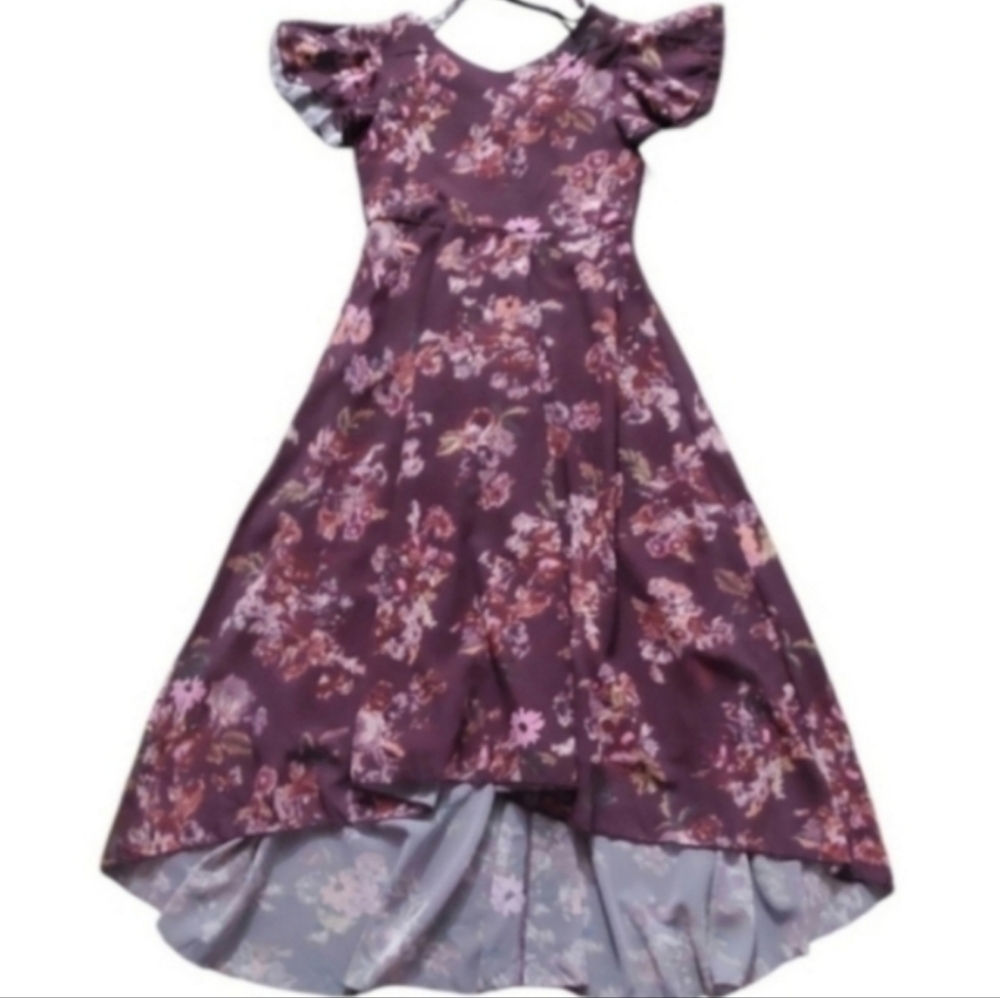 New Joyfolie Plum Ikat Jen Cream Flutter Sleeve Girls Dress 14 NWT - Picture 3 of 7